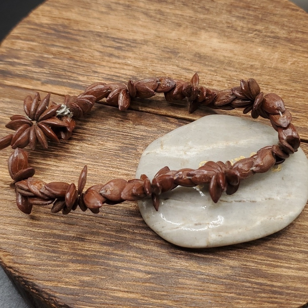B2615 wooden coco flower tiki survivalist natural‎ necklace